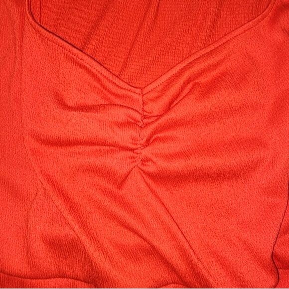 Ava & Viv NWOT Orange Long Balloon Sleeve Faux Wrap Dress Plus Size 2X - Picture 7 of 10